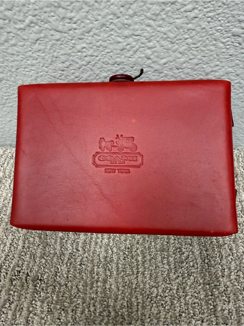 RARE Vintage Coach Bleeker Chilli Red Leather Decorative Box